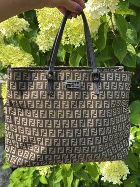 Vintage Fendi Brown Monogram Canvas Tote